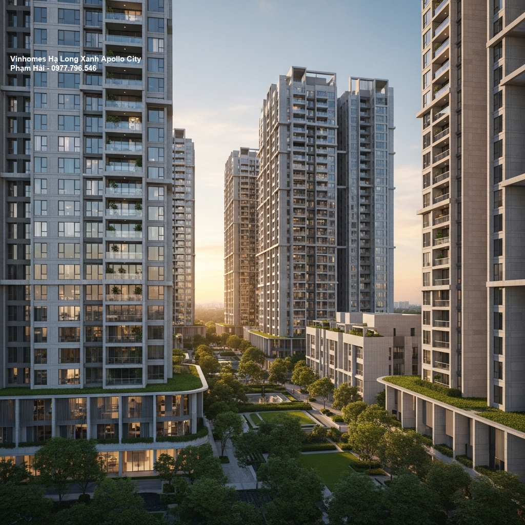 Thiết kế kiến trúc Vinhomes Hạ Long Xanh - Biểu tượng sống thượng lưu tại Vinhomes Apollo City 1 Phối cảnh tổng thể dự án